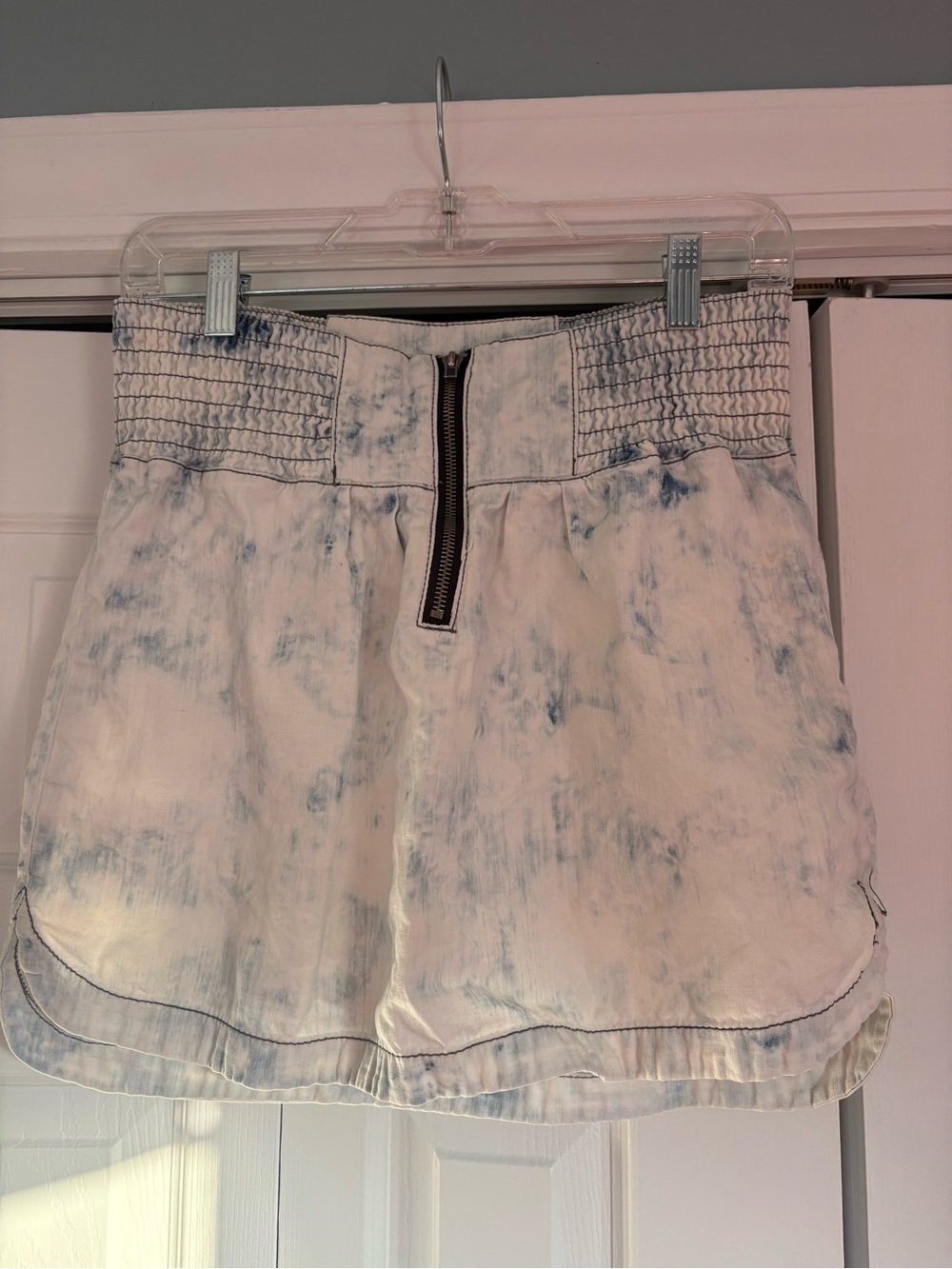 Roxy White & Light Blue Stonewashed Mini Skirt